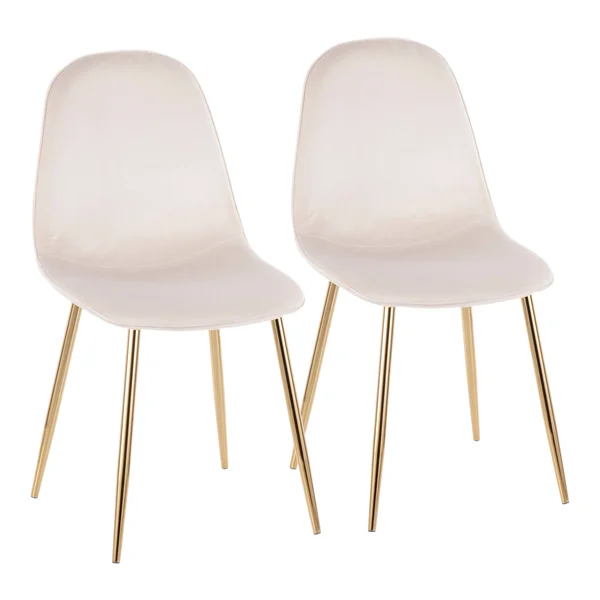 Pebble Chair - Set of 2 - Gold Steel - Green Velvet
