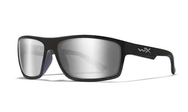 WILEY X WX Peak Sunglasses, 65-15-130, Grey Silver Flash - Gloss Black