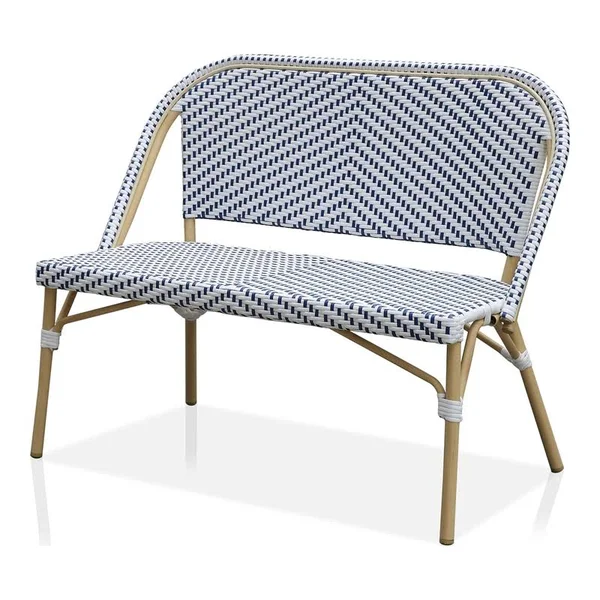 Furniture of America Tres Modern Aluminum Patio Loveseat in Navy