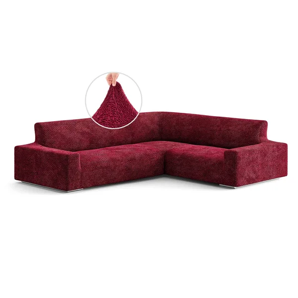 Corner Sectional Slipcover - Velvet Collection Bordeaux