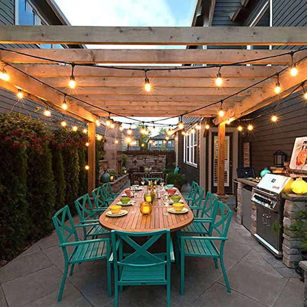 Outdoor LED String Lights Commercial Grade Weatherproof Patio Lights - Black - Length: 19.5ft