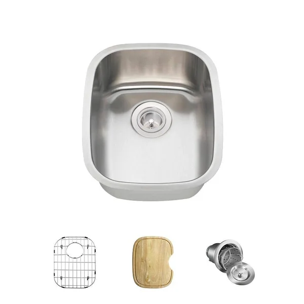 16 Gauge 15x22 Stainless Steel Undermount Kitchen Sink Set