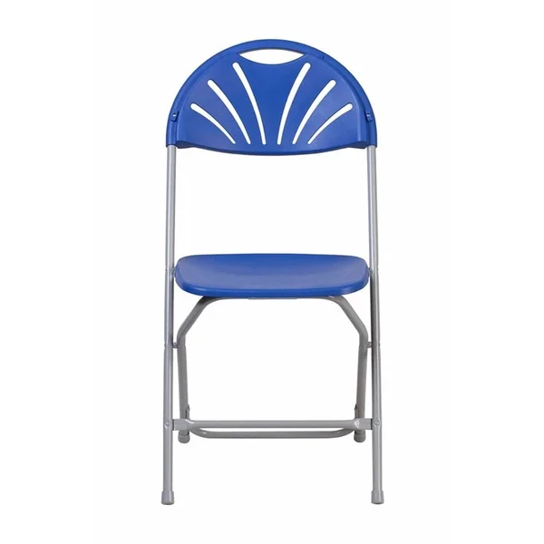 Offex 650 lb. Capacity Blue Plastic Fan Back Folding Chair, Size: 15.5