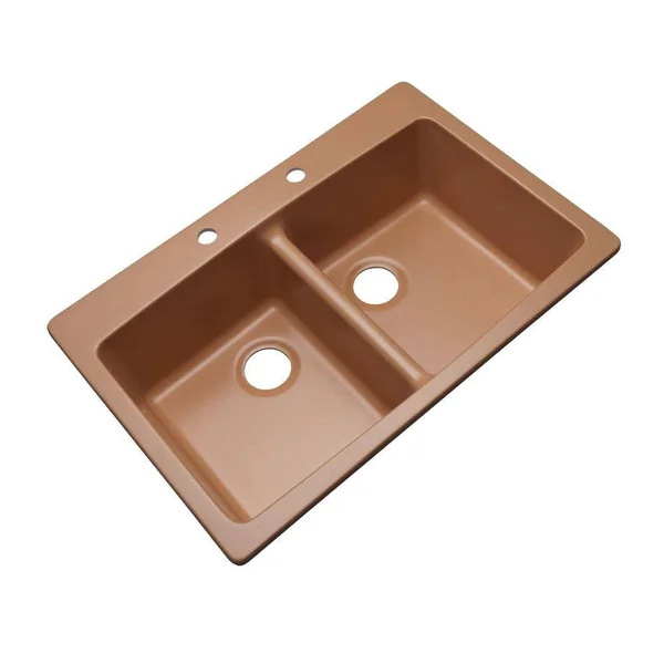Mont Blanc Waterbrook Dual Mount Composite Granite 33 in. 2-Hole Double Bowl Kitchen Sink in Peach, Pink 79213Q