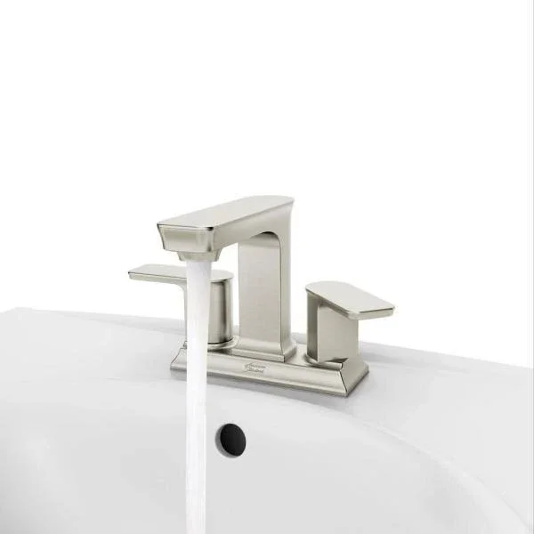 American Standard Forsey 4 in. Centerset 2-Handle Bathroom Faucet with Easy Install Push Drain in Brushed Nickel 7023201.295