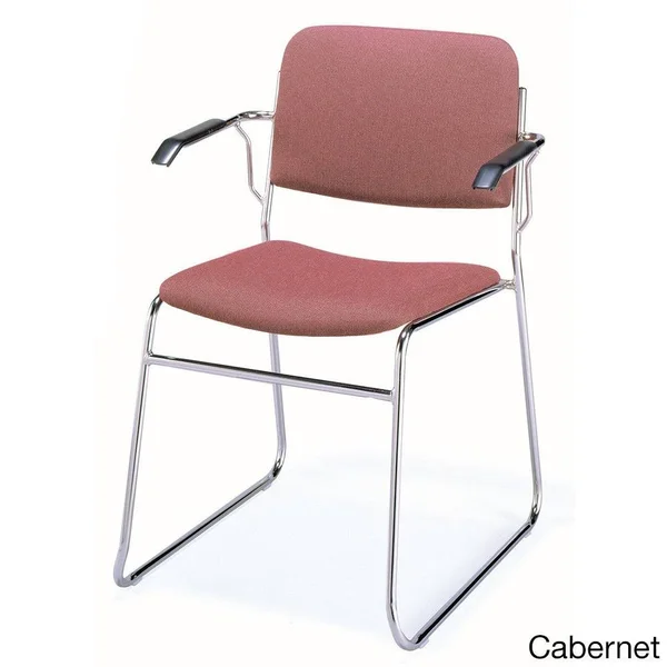 KFI 311 Upholstered Sled Base Stacking Chair, Brown