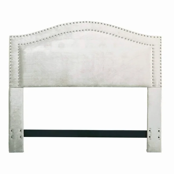 Chic Home Tal Grey Velvet Upholstered Nailhead King Headboard