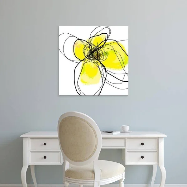 Easy Art Prints Jan Weiss's 'Yellow Petals Three' Premium Canvas Art - 12 x 12 - Brazilian Barnwood Frame