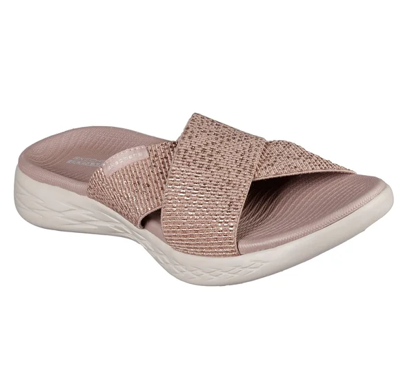 Skechers Women's on The Go 600 Glistening Slide, Rose Gold