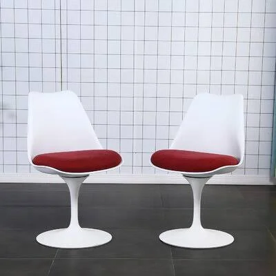 Dining Chairs Swivel Modern White Shape Dining Room Chairs for Kitchen and Dining Room - 2 Chairs (Red with PU Seat) Ivy Bronx Up
