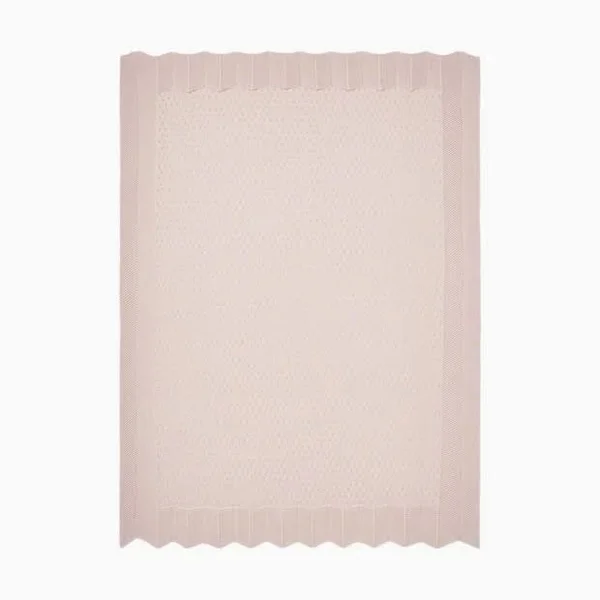 Elegant Baby Pointelle Cotton Knit Baby Blanket Warm Blush