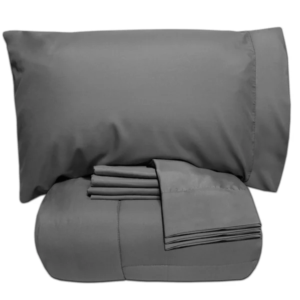 Sweet Home Collection Luxury Solid Bed-in-a-Bag with Sheet Set - Twin XL - Royal - 7 Piece