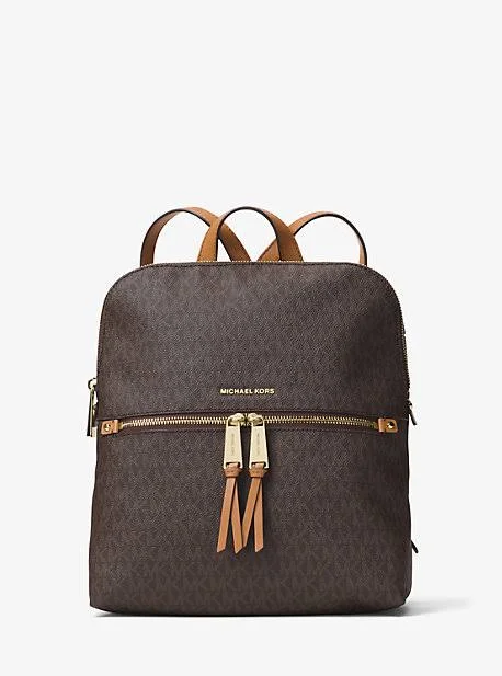 MICHAEL Michael Kors, Rhea Medium Slim Logo Backpack, Brown, One Size