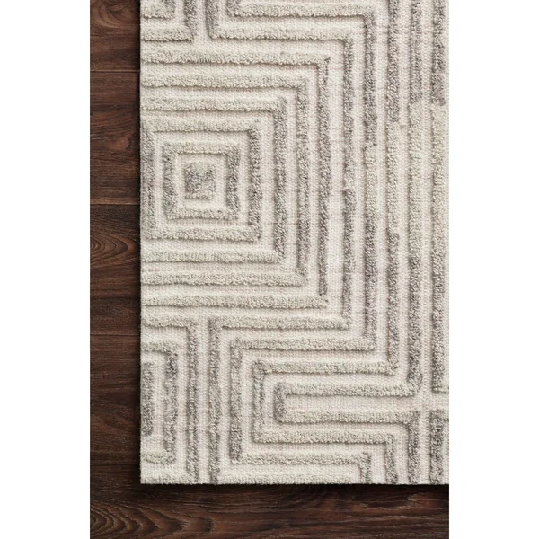 Alexander Home Kanarra Hand-Tufted Diamond Farmhouse Wool Area Rug - 9&3x22 x 13& - Grey - Silver