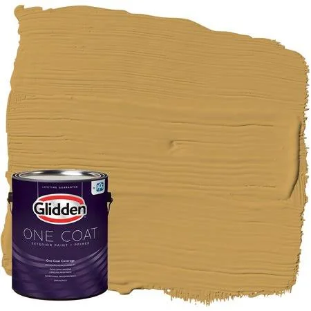 Glidden One Coat Exterior Paint and Primer, Amaretto Sours, Yellow, 1 Gallon, Semi-Gloss