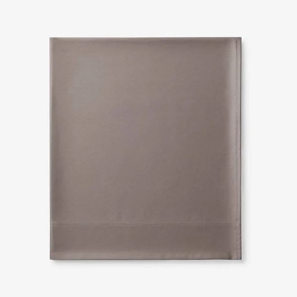 Legends Hotel Supima Cotton Wrinkle-Free Sateen Deep Pocket Flat Sheet - Mocha - Brown, Size Oversized Queen, The Company Store