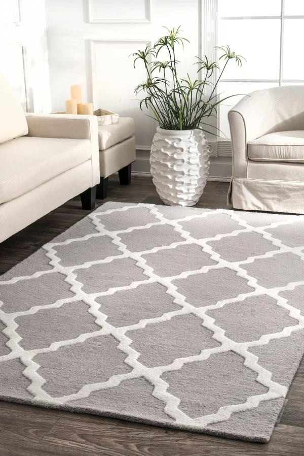 nuLOOM Light Grey Hand Hooked Marrakech Trellis Area Rug Runner, 2& 6x22 x 8&