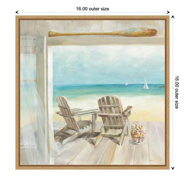 Amanti Art 'Seaside Morning' Framed Canvas Wall Art, Brown, 16x16