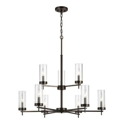 Tallapoosa 9-Light Shaded Tiered Chandelier Orren Ellis Finish: Brushed Oil Rubbed Bronze, Bulb Included: No