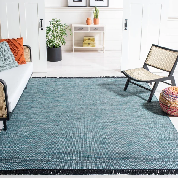 Safavieh MTK620K-6SQ 6 x 6 ft. Montauk Contemporary Square Rug Turquoise & Black
