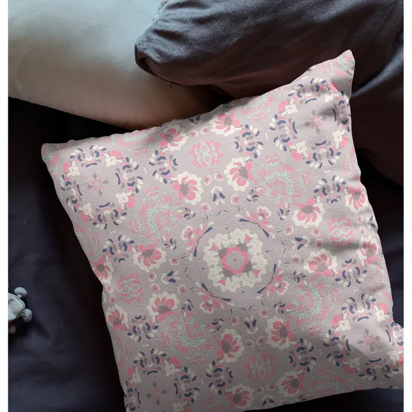 Love and Liberty Suede Zippered Pillow W Insert in Muted Pink 20x22x20x22