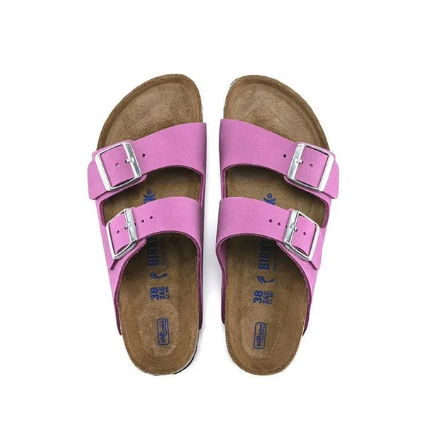 Birkenstock Arizona Nubuck Leather Purple Orchid Two-Strap Sandals
