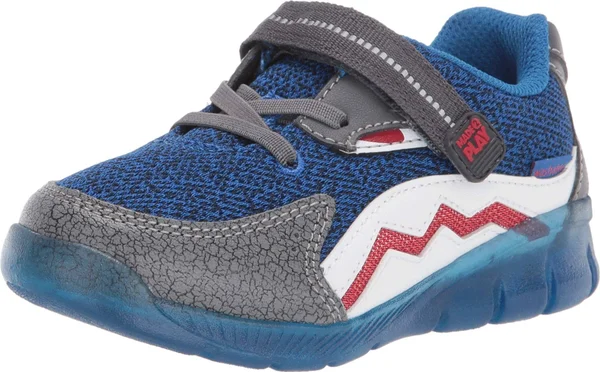 Stride Rite Boys Lighted Shark Sneaker, Black/Blue, 9.5 Toddler US