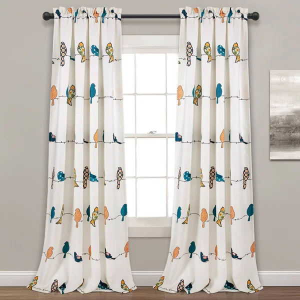 95x22 x 52x22 Rowley Birds Room Darkening Window Curtain - Lush Decor
