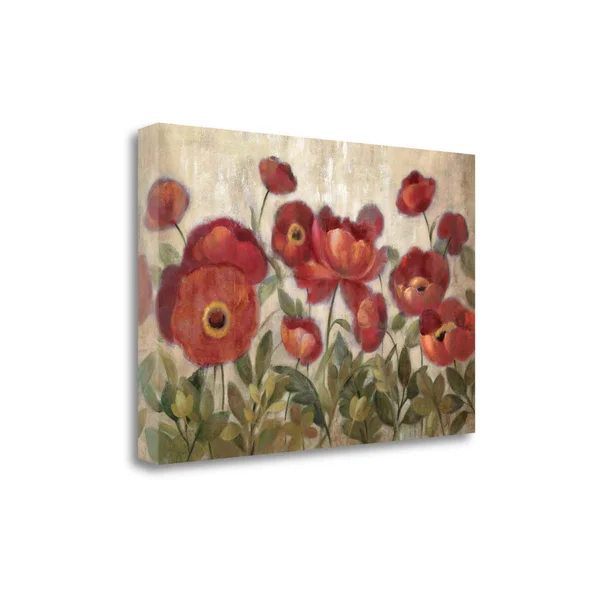 Tangletown Fine Art Daydreaming Flowers Red by Silvia Vassileva, Giclee Print, 47x22X32x22