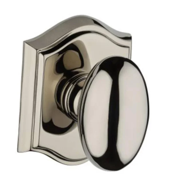Ellipse Privacy Door Knob with Traditional Arch Rose Baldwin Finish: Polished Chrome