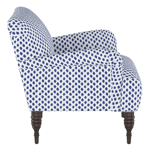 Contemporary White and Blue Upholstered Accent Chair