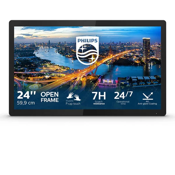 Philips B Line 242B1TFL Full HD 23.8x22 1920 x 1080 4 MS VGA HDMI DVI DP IPS LED Touch Screen Monitor (242B1TFL/00)