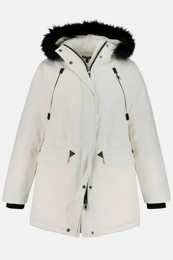 Plus Size Parkas - Woman, White, Size: 12/14, polyester/synthetic fibers, Ulla Popken