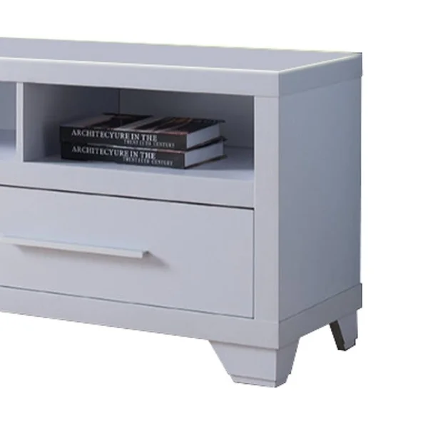 Benzara Wooden TV Stand with 2 Drawers & 3 Open Shelves - White, 60 x 15.25 x 21.75