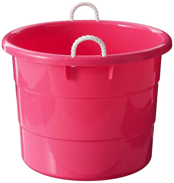 Homz 18-Gallon Kids Storage Rope Handle Tub, Pink - 4 pack