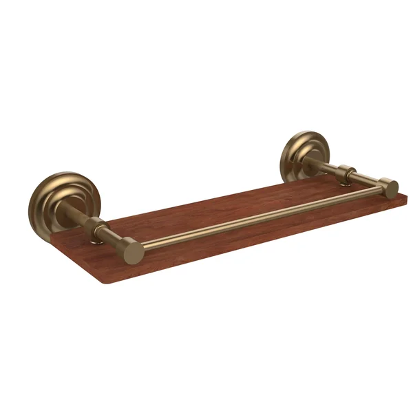 Allied Brass QN-1-16-GAL-IRW-BBR Que New Collection 16 in. Solid IPE Ironwood Shelf with Gallery RAIL, Brushed Bronze