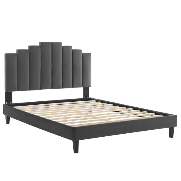 Modway Elise Full Performance Velvet Platform Bed MOD-6877 - Light Gray