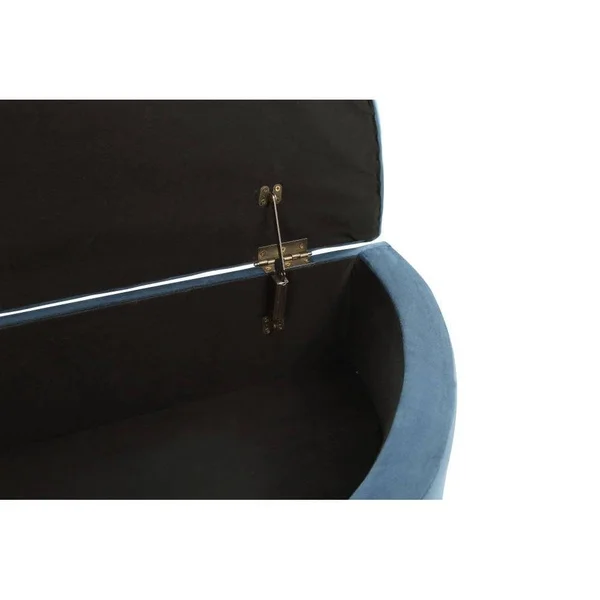 Chic Home Jacqueline Teal Velvet Nailhead Half Moon Storage Ottoman