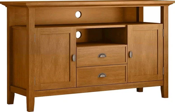 Simpli Home Redmond Tall TV Media Stand - Light Golden Brown