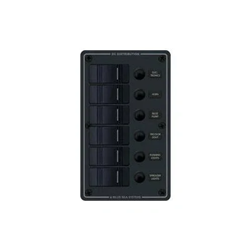 Blue Sea 8373 Water Resistant 6 Position Panel - Black, Vertical Mount, 12 V