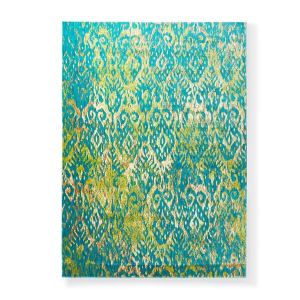 Alexander Home Contemporary Green/ Yellow Ikat Area Rug - 3&9 inch x 5&2 inch