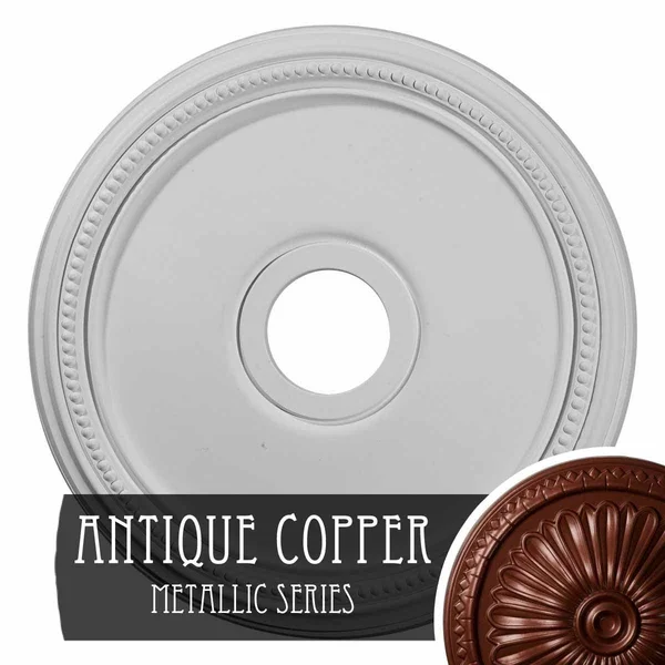 18x22OD x 3 5/8x22ID x 1 1/8x22P Diane Ceiling Medallion (Fits Canopies Up to 5 3/8x22), Hand-Painted Silver