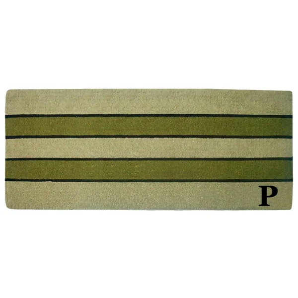 Nedia Home 9374745P 24 x 57 in. Heavy Duty Pistachio Coco Mat Monogrammed P