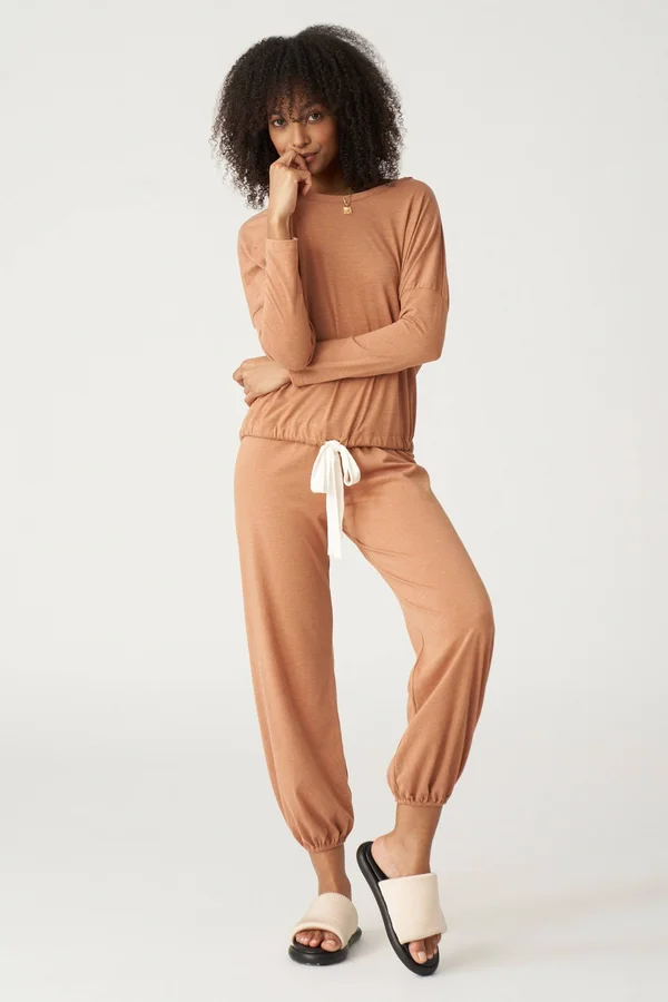 Eberjey Heather Slouchy Top Pecan