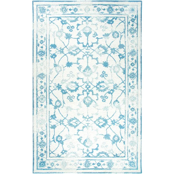 Dynamic Rugs Avalon 88802 Rug, 5' x 8', Ivory/Light Blue