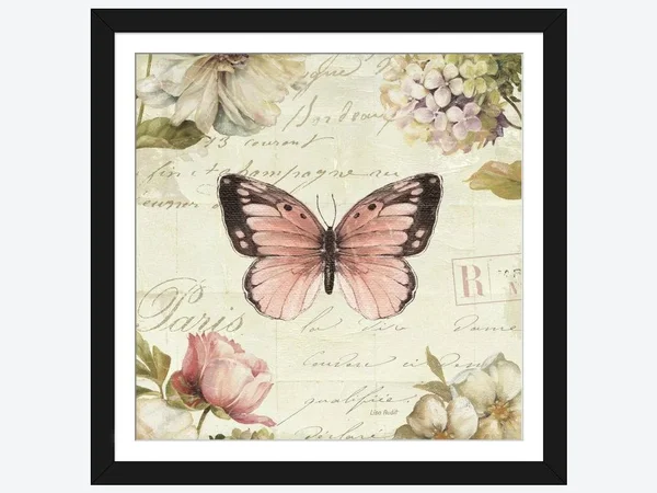 Framed Poster Prints - Marche De Fleurs Butterfly I by Lisa Audit ( Floral & Botanical > Flowers art)