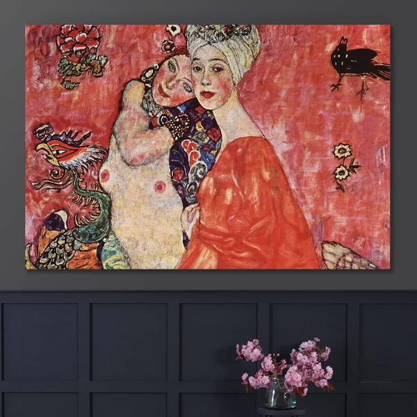 Wall26 Canvas Wall Art - The Girlfriends by Gustav Klimt - Giclee Print Gallery Wrap Modern Home Decor Ready to Hang - 32x48 Inc