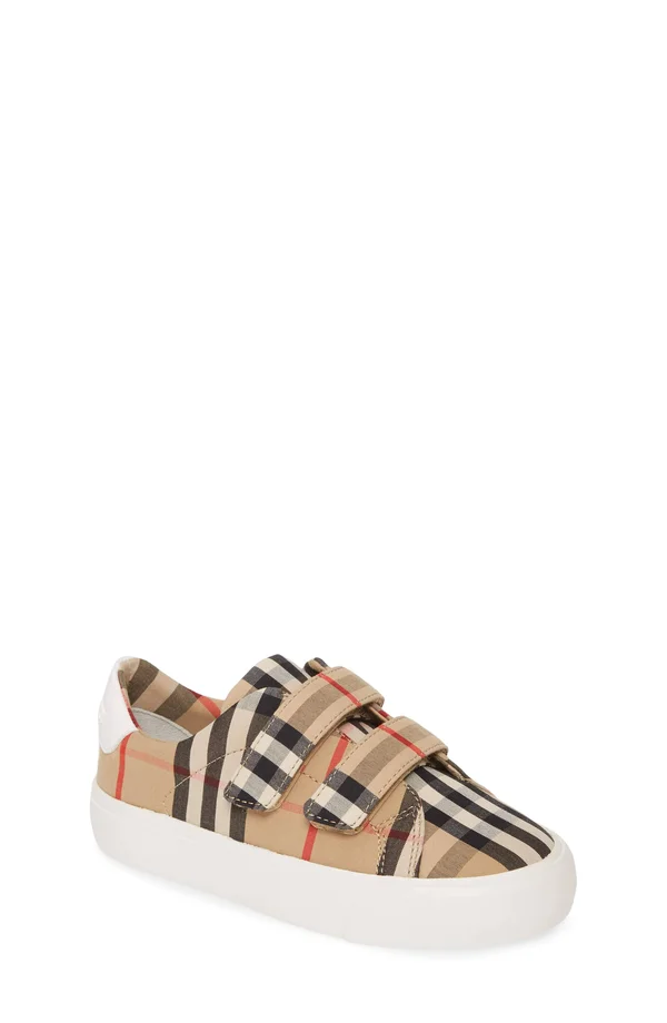 Burberry Unisex Mini Markham Check Low-top Sneakers - Walker, Toddler - Black