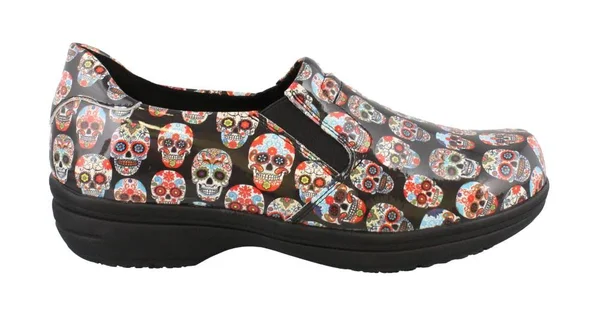 Easy Works by Easy Street Women's Bind Clogs - Skull Patent