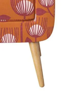 Handy Living Kingston Mid Century Modern Arm Chair in Modern Tulip Print - Orange Tulip Print